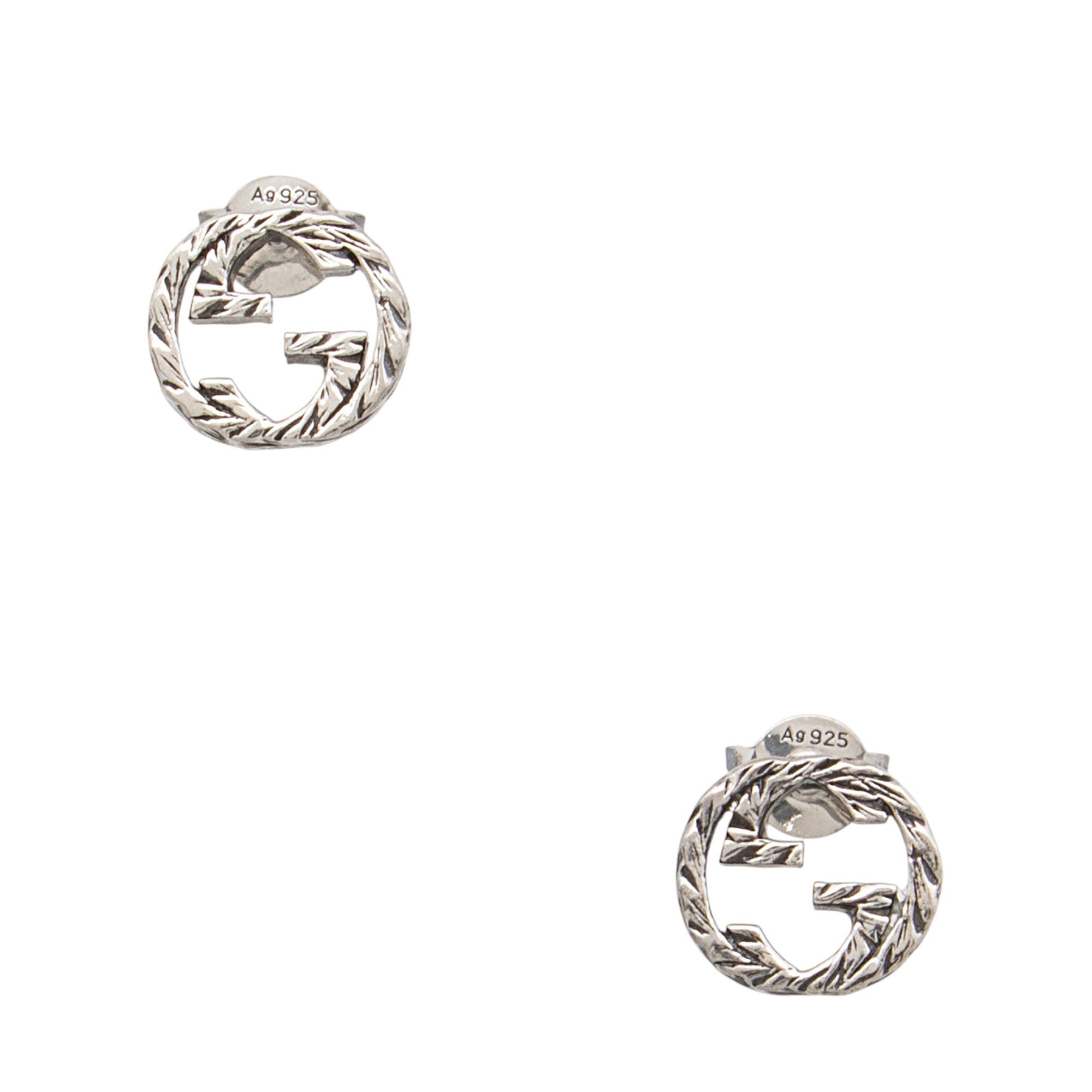 Gucci Sterling Silver Interlocking G Stud Earrings