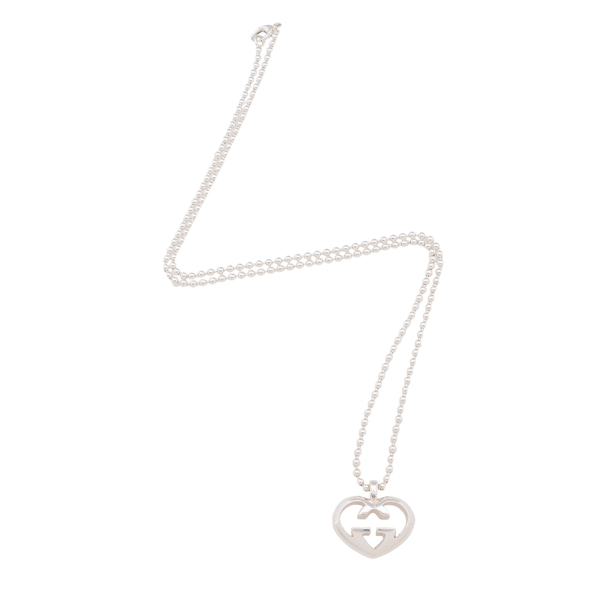 Gucci Sterling Silver Love Britt Heart Necklace (SHF-j4mZmc)