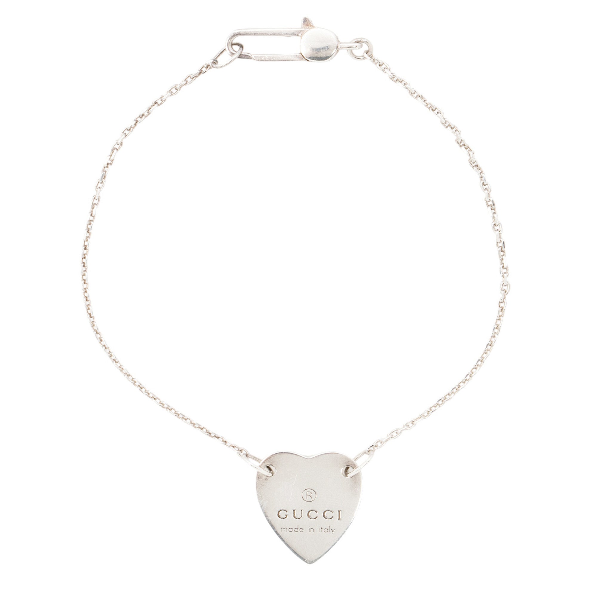Gucci Sterling Silver Trademark Heart Bracelet