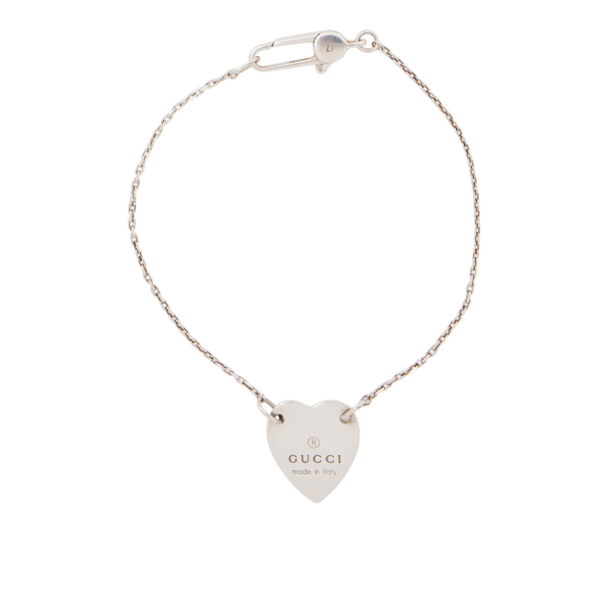 Gucci Sterling Silver Trademark Heart Tag Bracelet