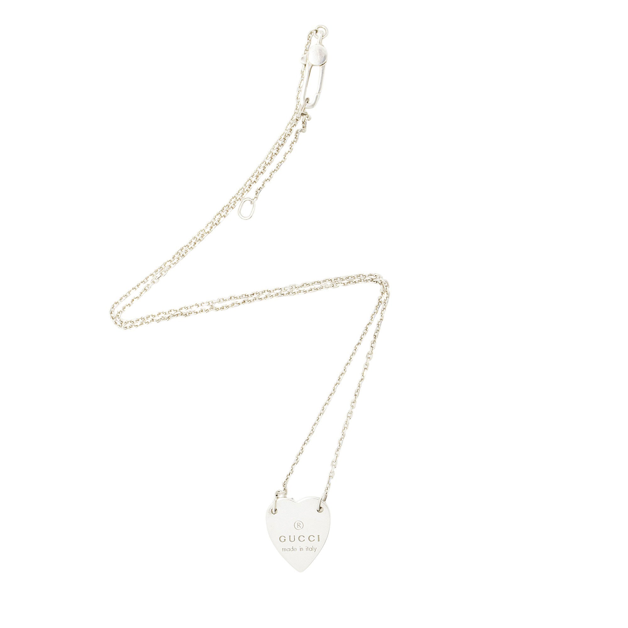 Gucci Sterling Silver Trademark Heart Tag Necklace