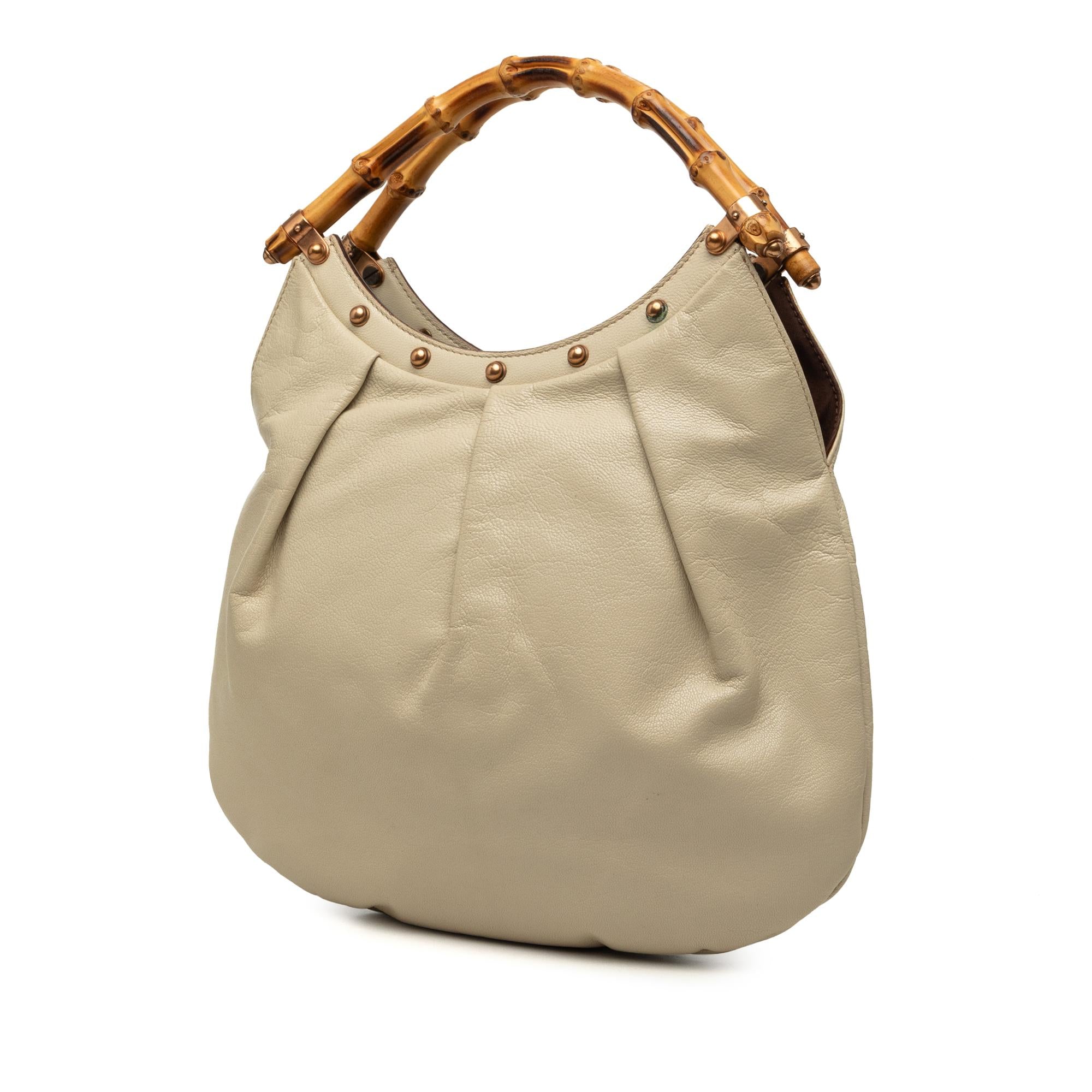 Gucci Studded Calfskin Bamboo Hobo
