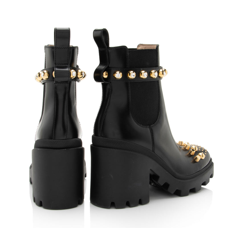 Gucci Studded Calfskin Trip Platform Boots - Size 6.5 / 36.5 (SHF-QTBip4)