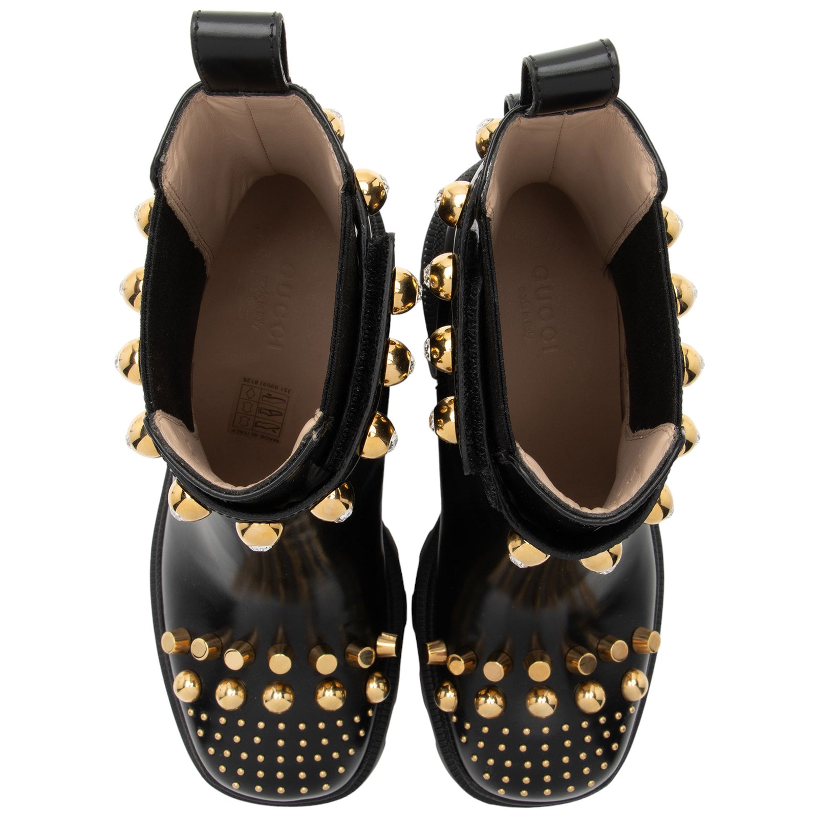 Gucci Studded Calfskin Trip Platform Boots Size 6.5 36.5 SHF QTBi LuxeDH