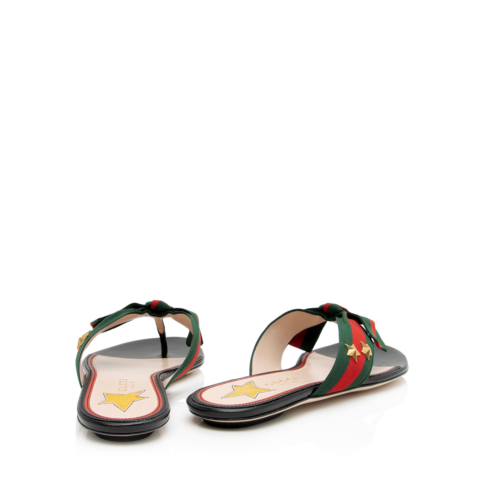 Gucci Grosgrain Web Star Studded Thong Sandals - Size 7.5 / 37.5 (SHF-XXVx9W)
