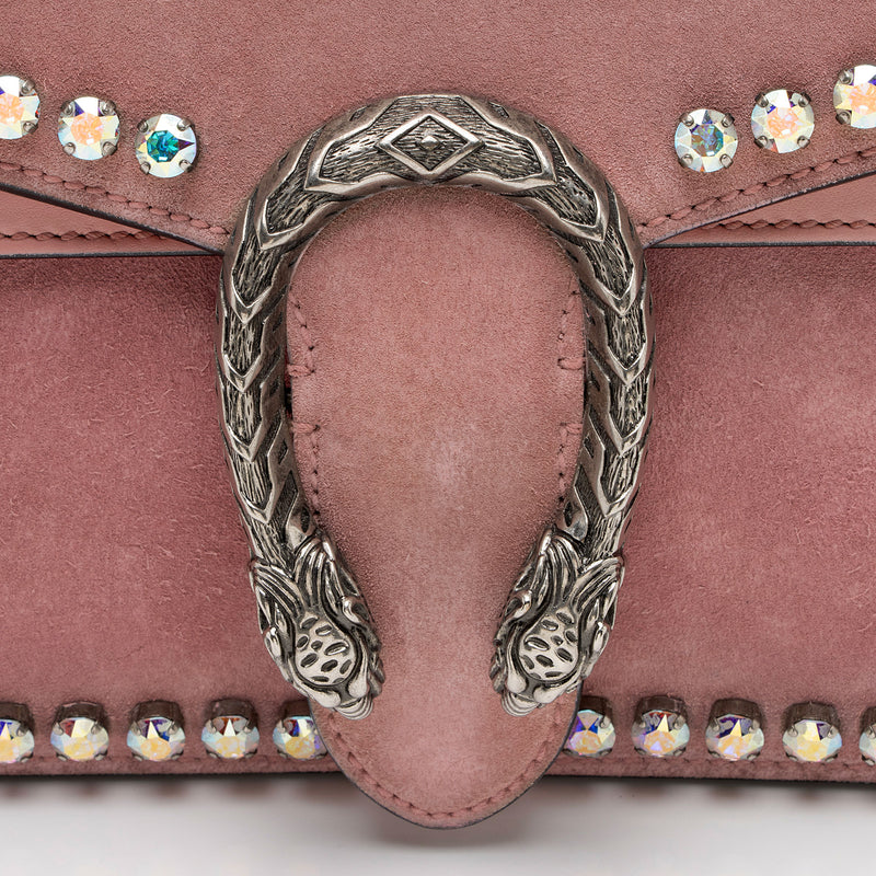 Gucci Suede Crystal Dionysus Small Shoulder Bag SHF gv2FGf LuxeDH