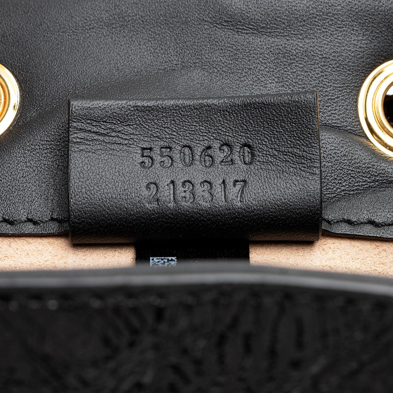 Gucci Suede Patent Leather Ophidia Mini Bucket Bag (SHF-22971)