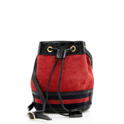 Gucci Suede Patent Leather Ophidia Mini Bucket Bag (SHF-22971)