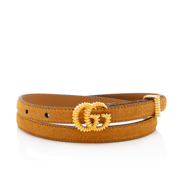 Gucci Suede Torchon GG Skinny Belt - Size 32 / 80 (SHF-DiEwSZ)