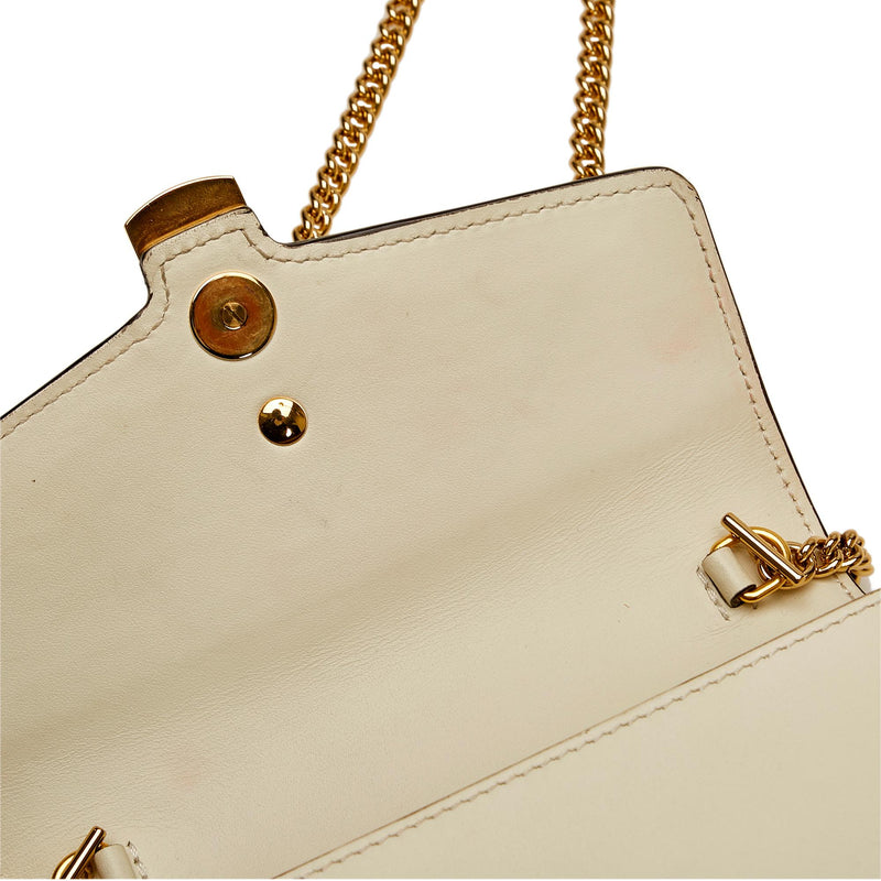 GUCCI Sylvie Super Mini Leather Crossbody Bag 494646 White-US