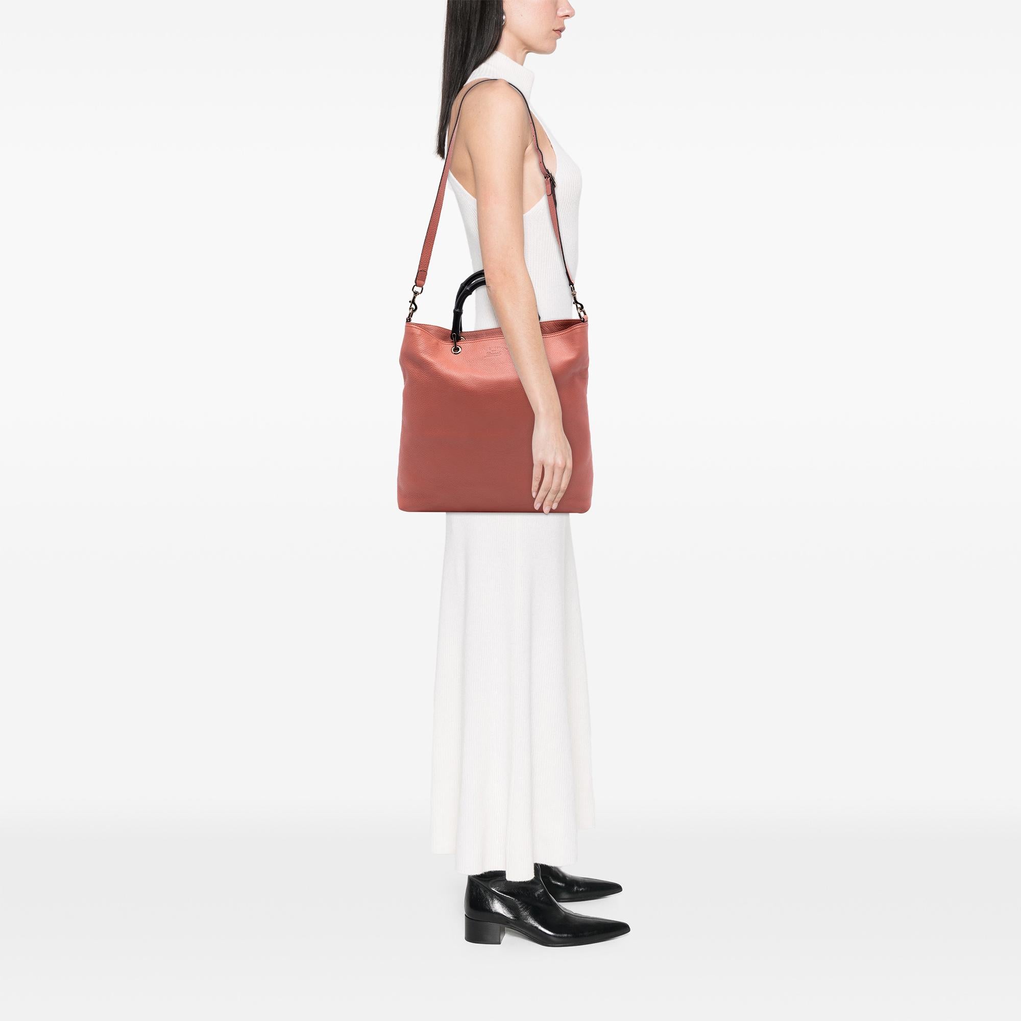 Gucci Tall Calfskin Bamboo Shopper Tote