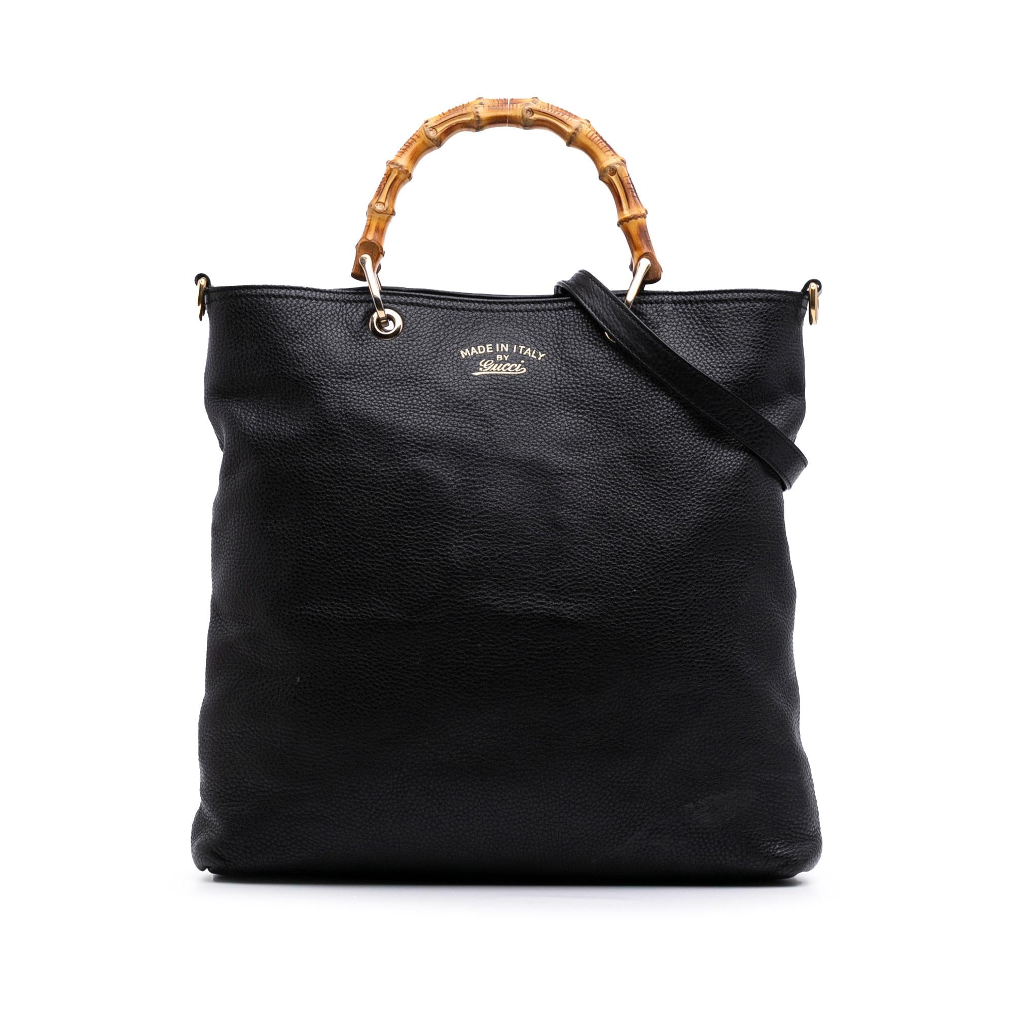Gucci Tall Leather Bamboo Shopper Tote