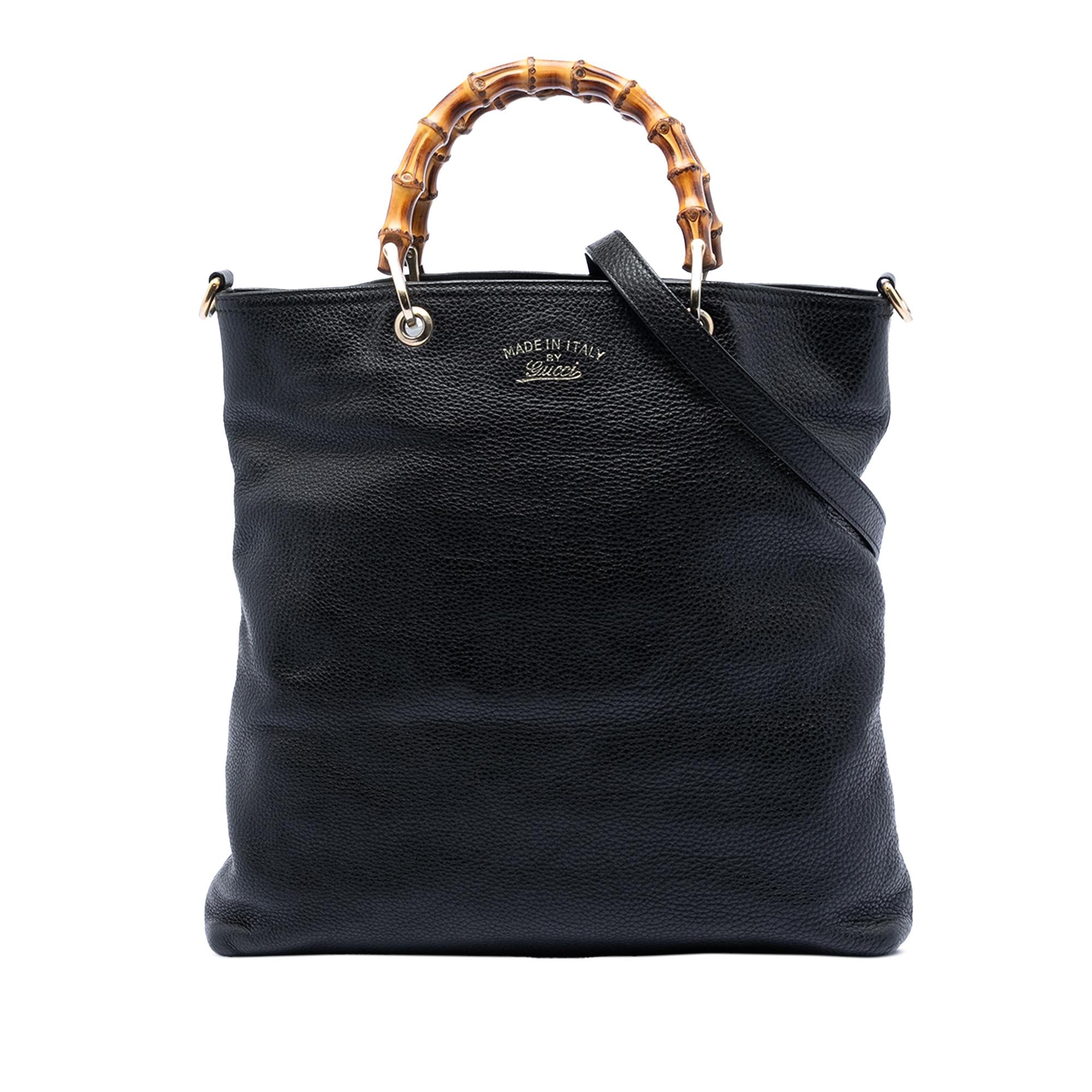 Gucci Tall Leather Bamboo Shopper Tote