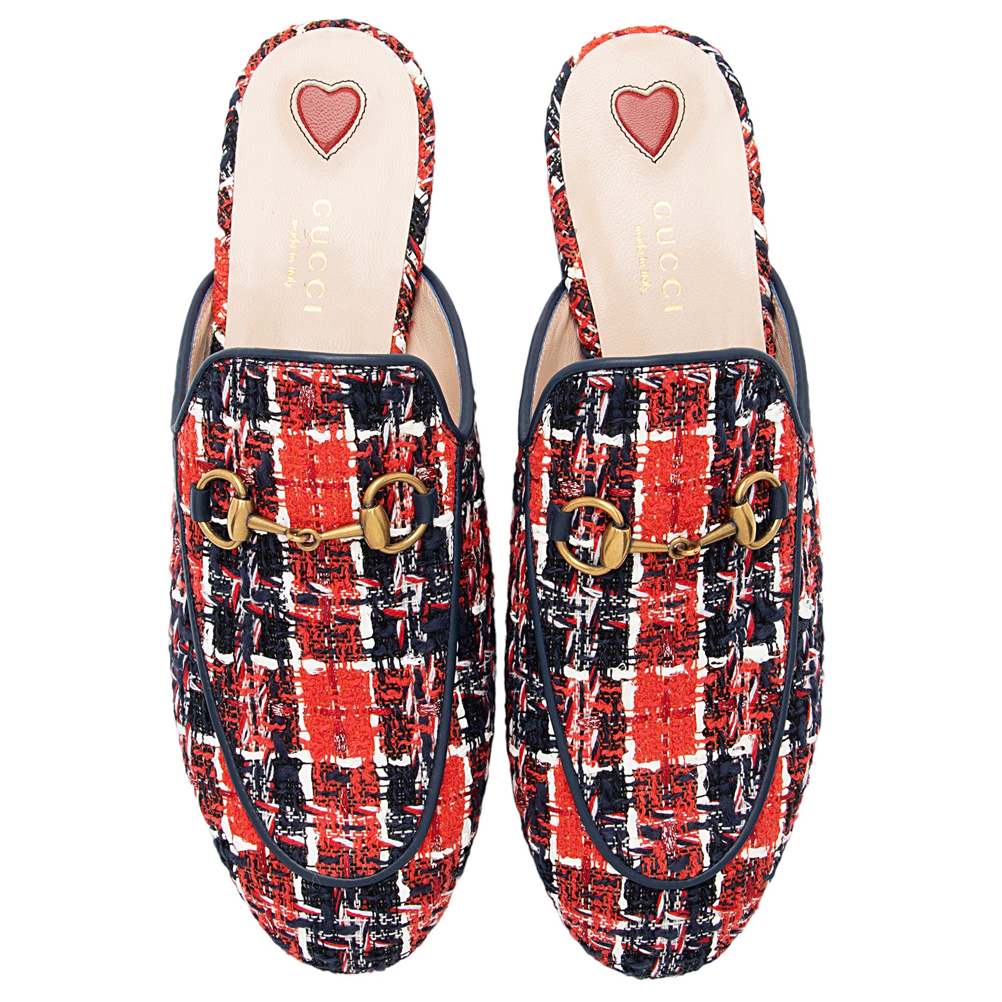 Gucci Tweed Check Horsebit Princeton Mules - Size 7.5 / 37.5 (SHF-N9Ms7t)
