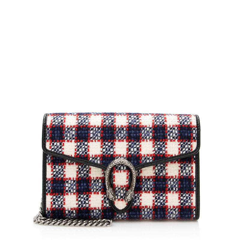 Gucci Tweed Dionysus Chain Wallet (SHF-21058)