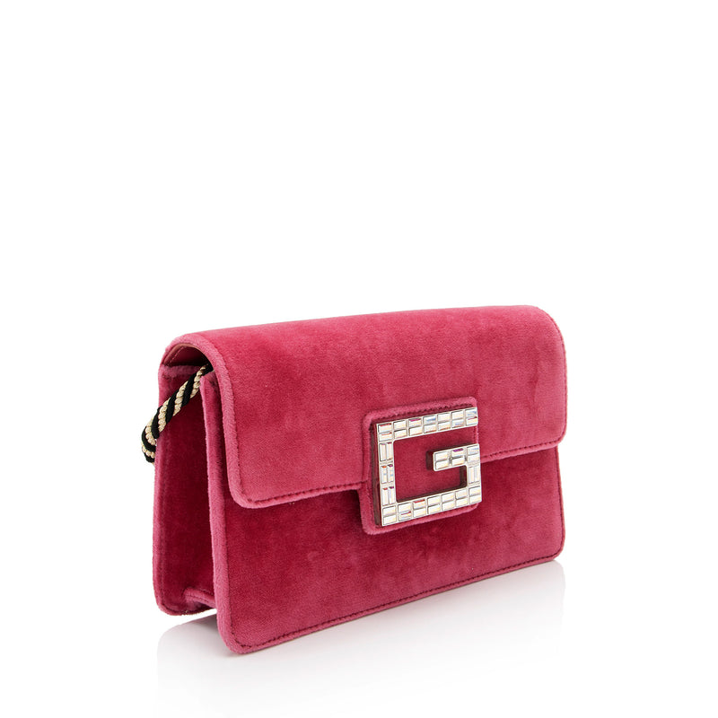 Gucci Velvet Crystal G Shoulder Bag (SHF-y04HzV)