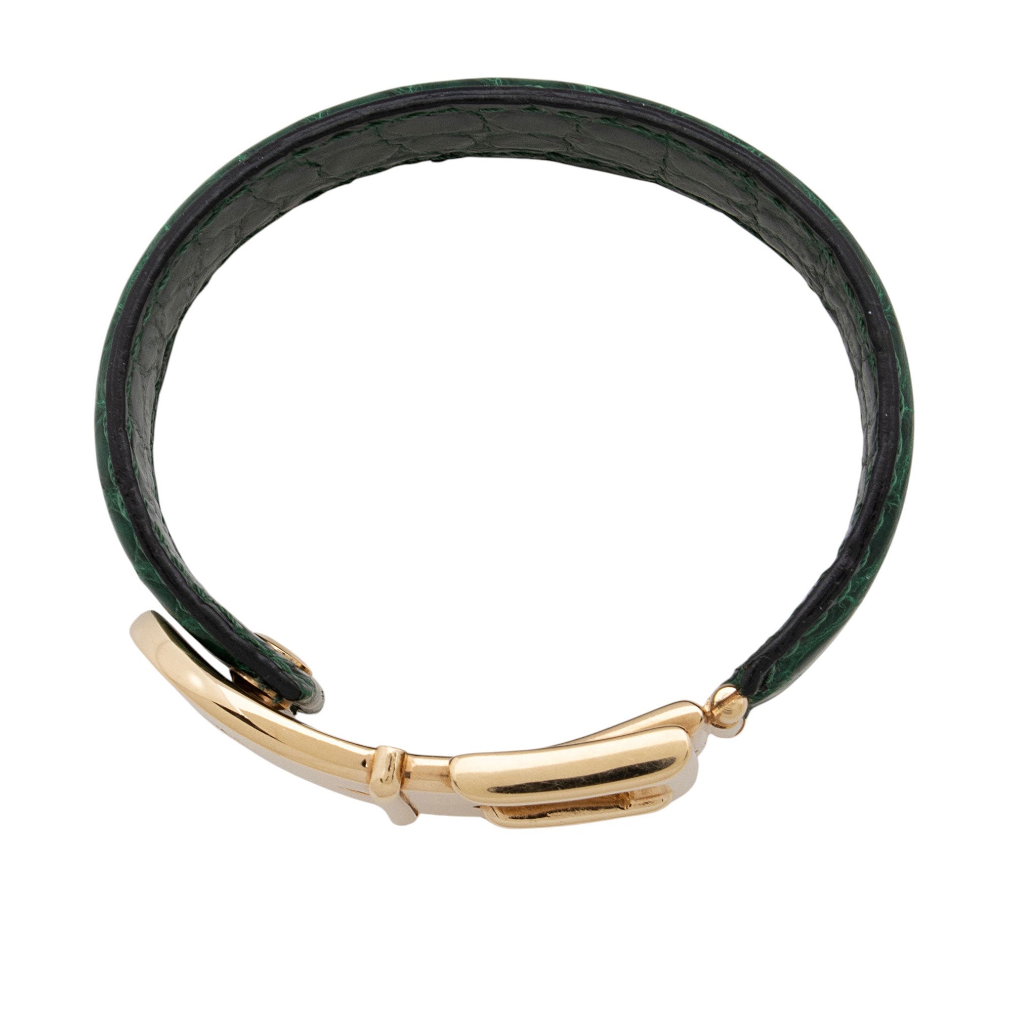 Gucci Vintage Croc Embossed Leather Buckle Bracelet
