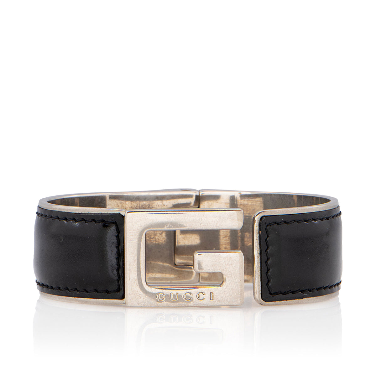 Gucci Vintage Patent Leather G Hinged Bracelet