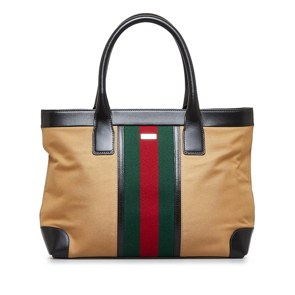 Gucci Web Canvas Tote Bag (SHG-3FEW2l)