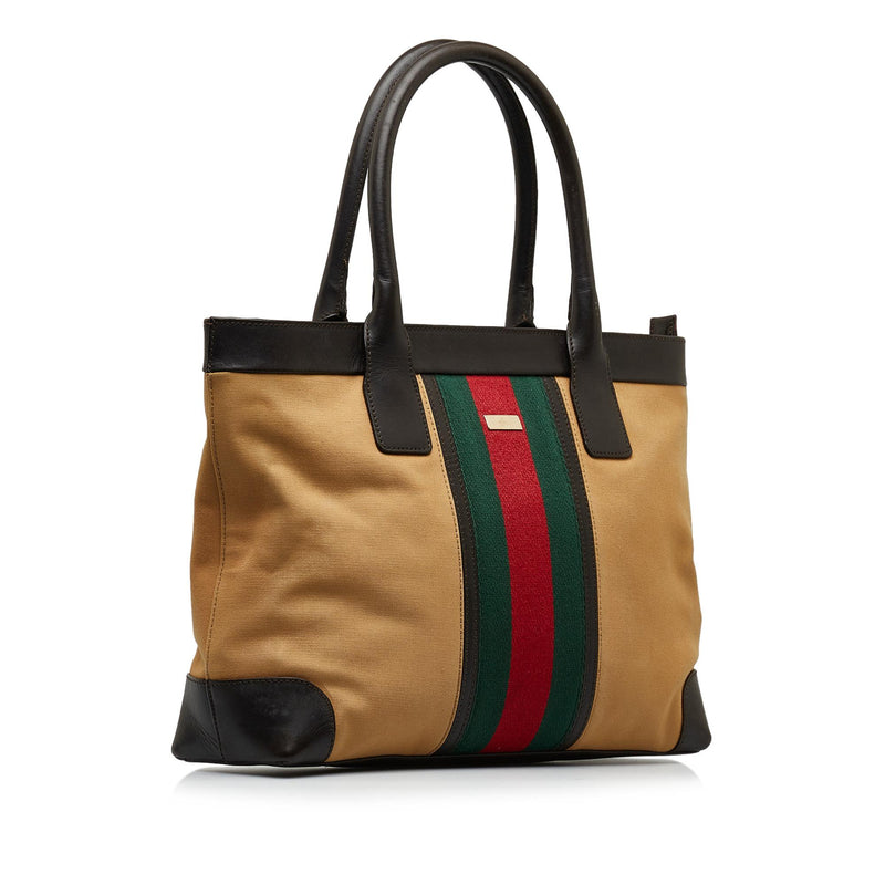 Gucci Web Canvas Tote Bag (SHG-qyC5YN)