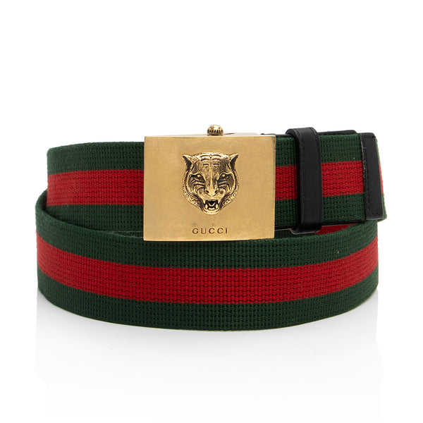 Gucci Web Feline Buckle Belt - Size 40 / 100 (SHF-Imw5gg)