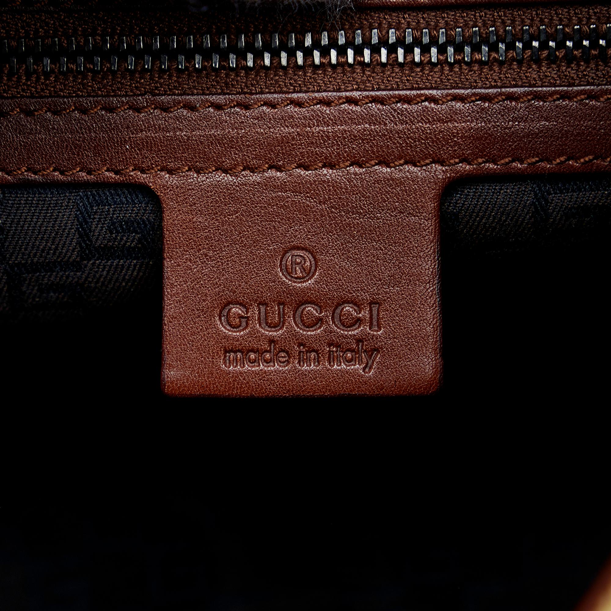Gucci Wood Handle Canvas Handbag (SHG-zB1eEr)