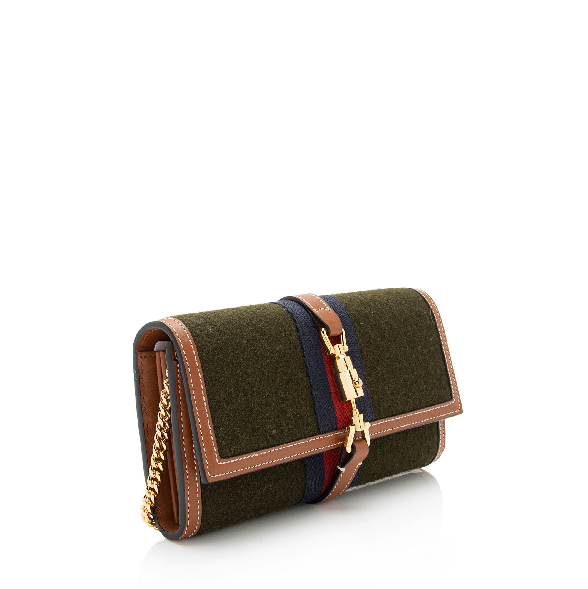 Gucci Wool Web 1961 Jackie Wallet on Chain Bag (SHF-bG7CFb)