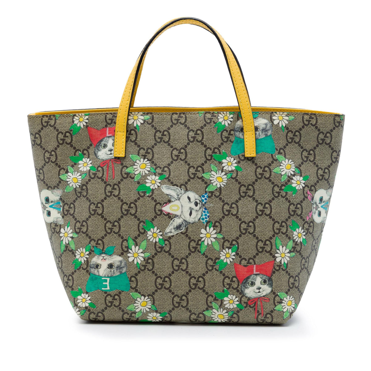 Gucci Yuko Higuchi Childrens GG Supreme Cats and Daisies Tote