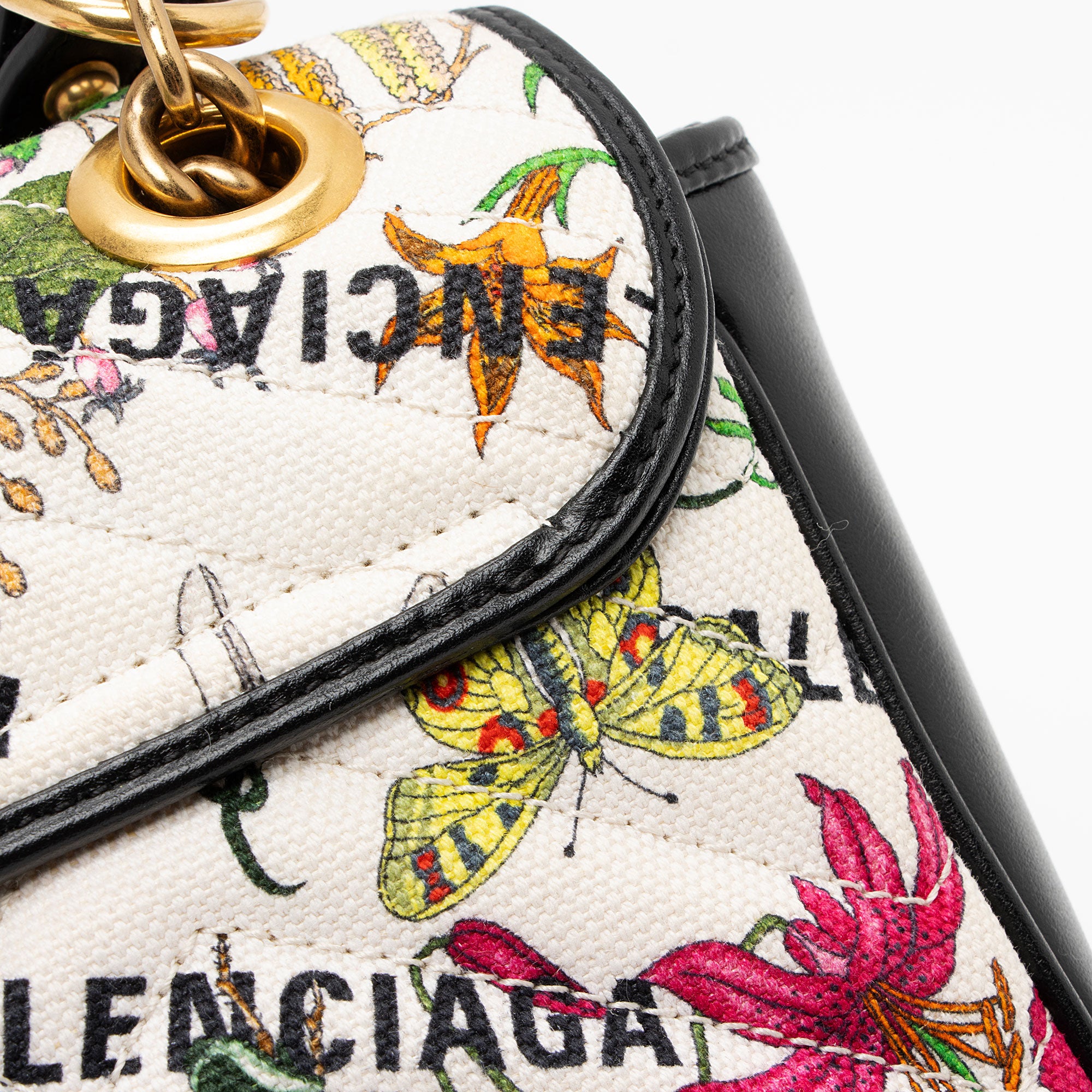 Gucci x Balenciaga Canvas Flora GG Marmont The Hacker Project Small Flap Shoulder Bag (SHF-nCZEe5)