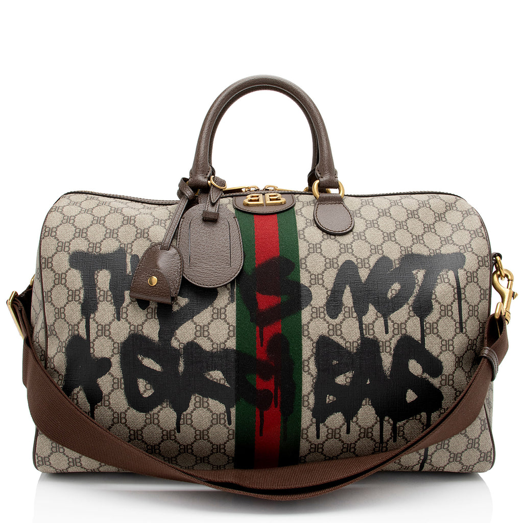 Gucci x Balenciaga GG Supreme The Hacker Project Graffiti Duffle Bag SHF qGpKTv