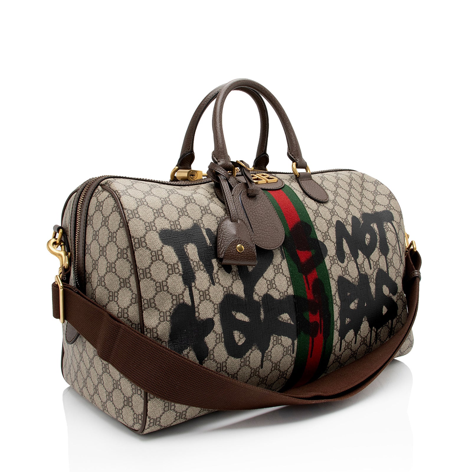 Gucci x Balenciaga GG Supreme The Hacker Project Graffiti Duffle Bag LuxeDH