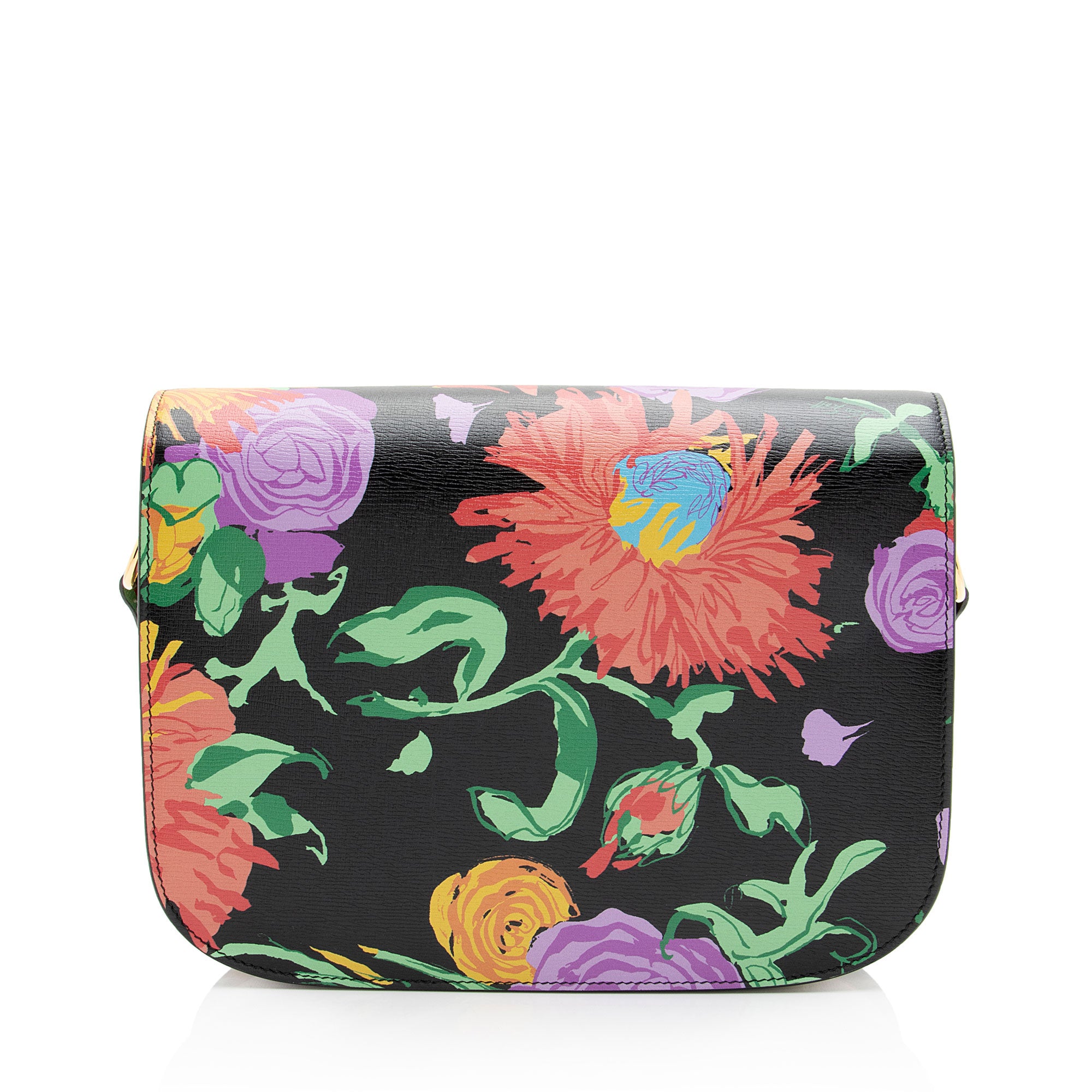 Gucci x Ken Scott Leather Floral Horsebit 1955 Medium Shoulder Bag
