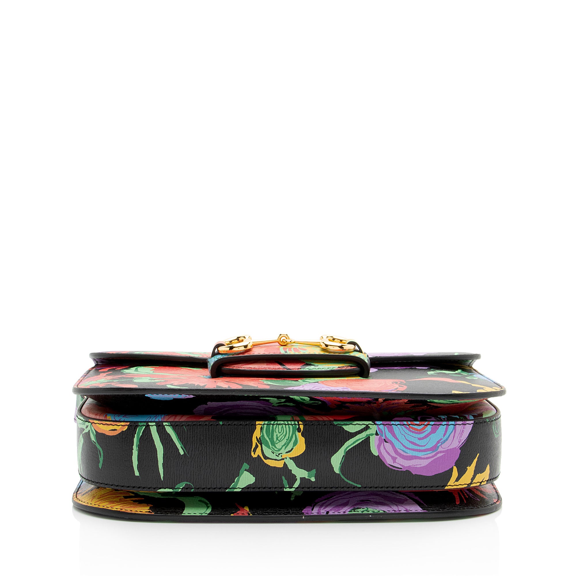 Gucci x Ken Scott Leather Floral Horsebit 1955 Medium Shoulder Bag
