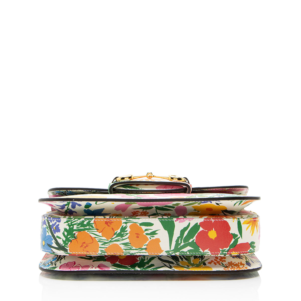 Gucci x Ken Scott Leather Floral Horsebit 1955 Medium Shoulder Bag