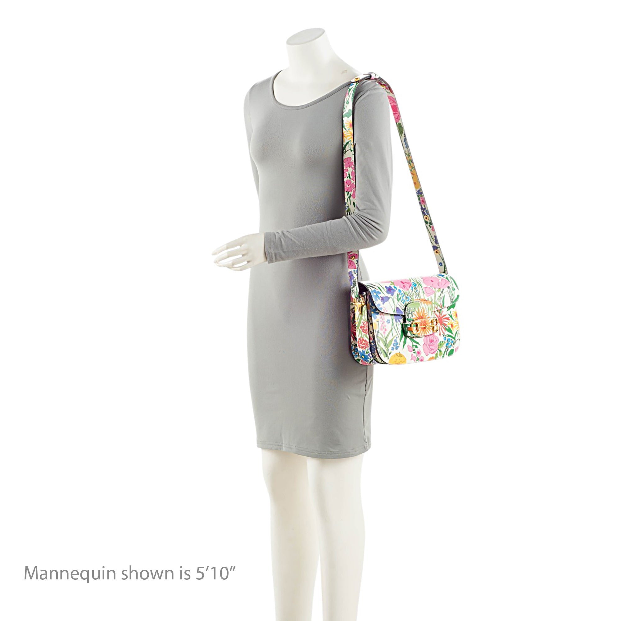 Gucci x Ken Scott Leather Floral Horsebit 1955 Medium Shoulder Bag