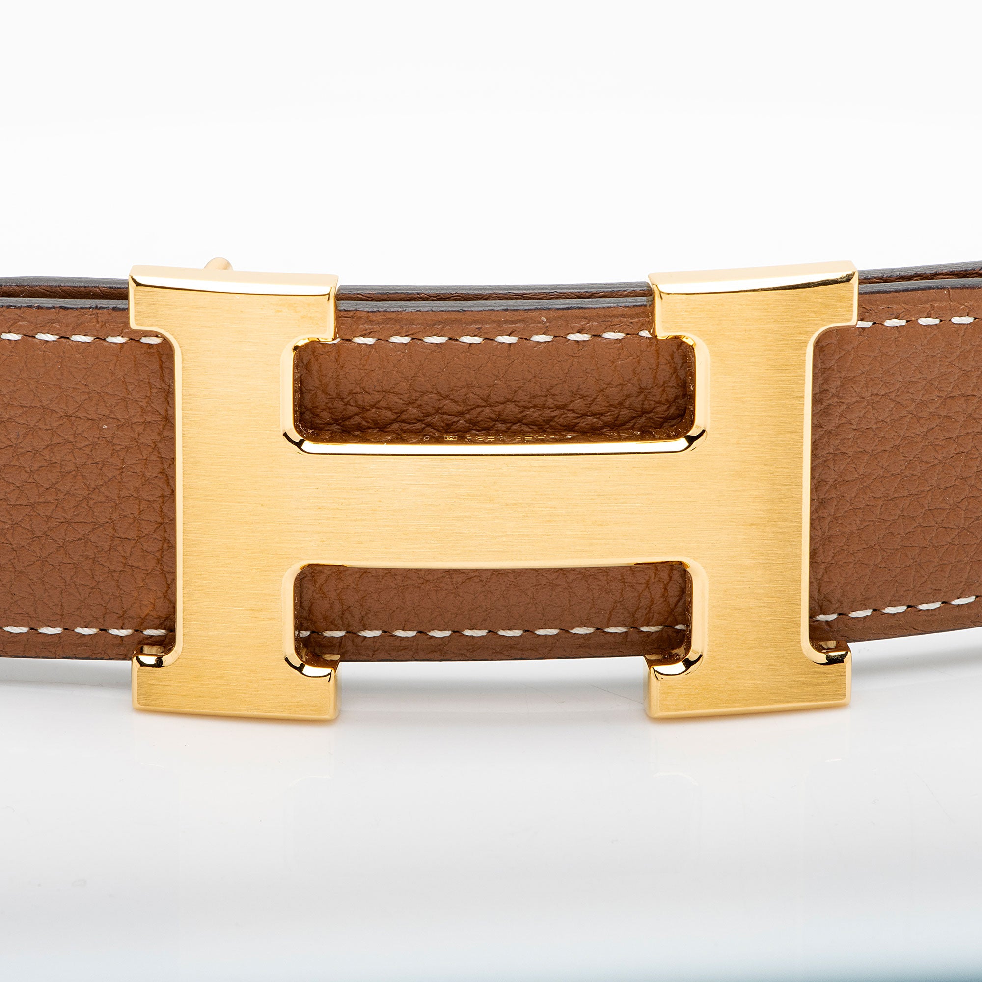 Hermes Box Calfskin Togo Leather 32mm Reversible H Belt - Size 34 / 85