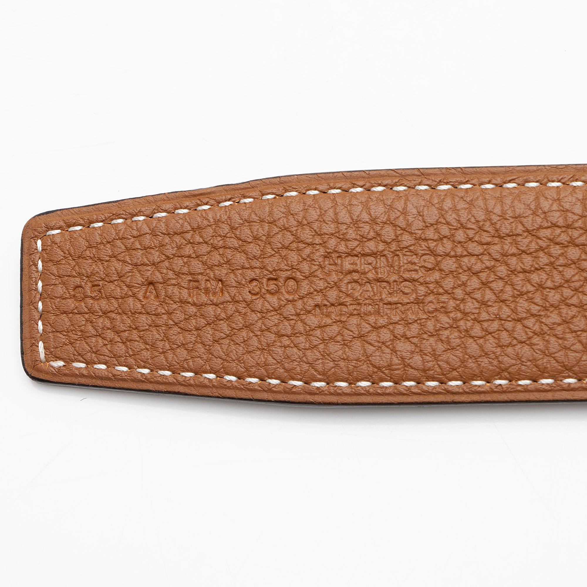Hermes Box Calfskin Togo Leather 32mm Reversible H Belt - Size 34 / 85