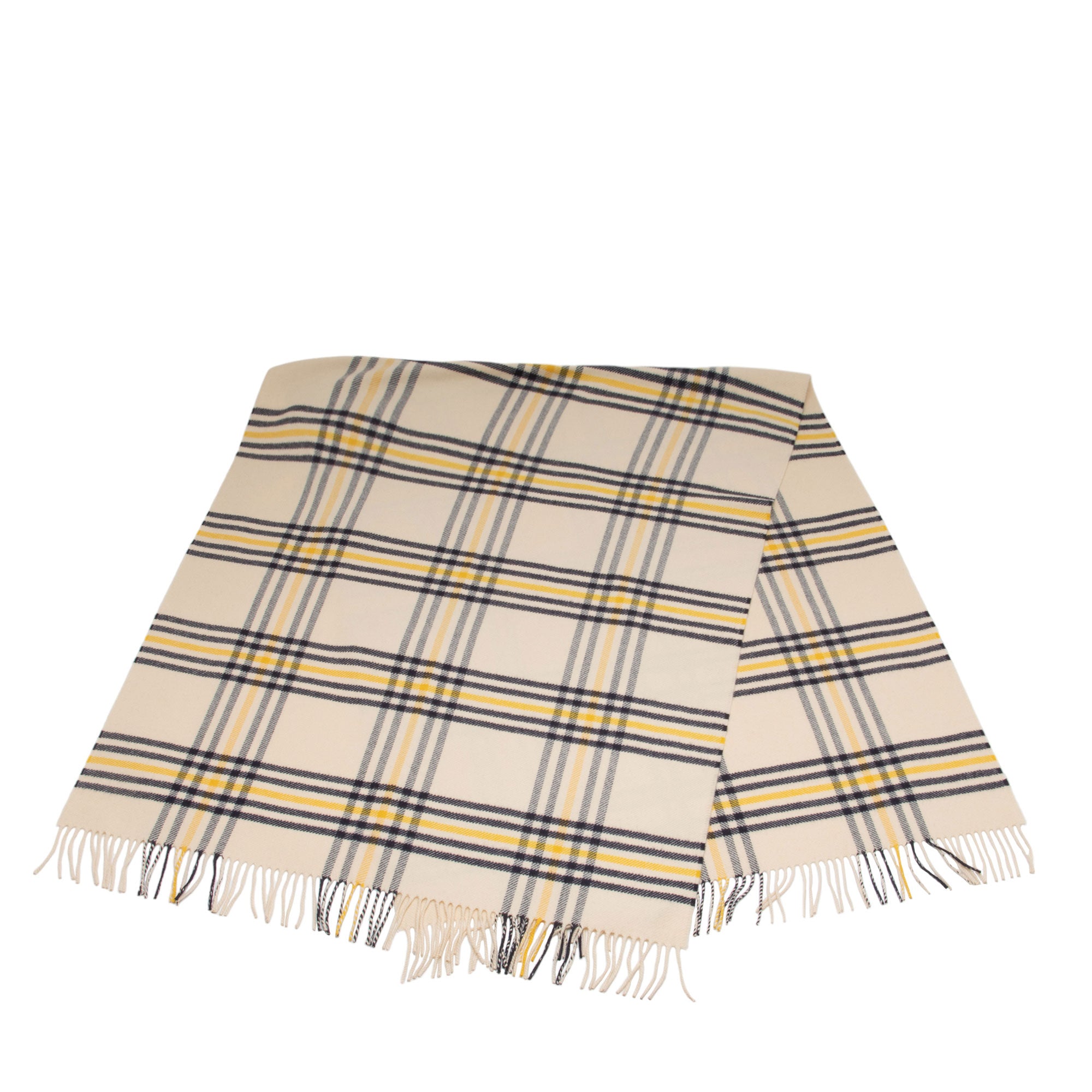 Hermes Cashmere Plaid Muffler Fringe Scarf (SHF-EWBe8I)
