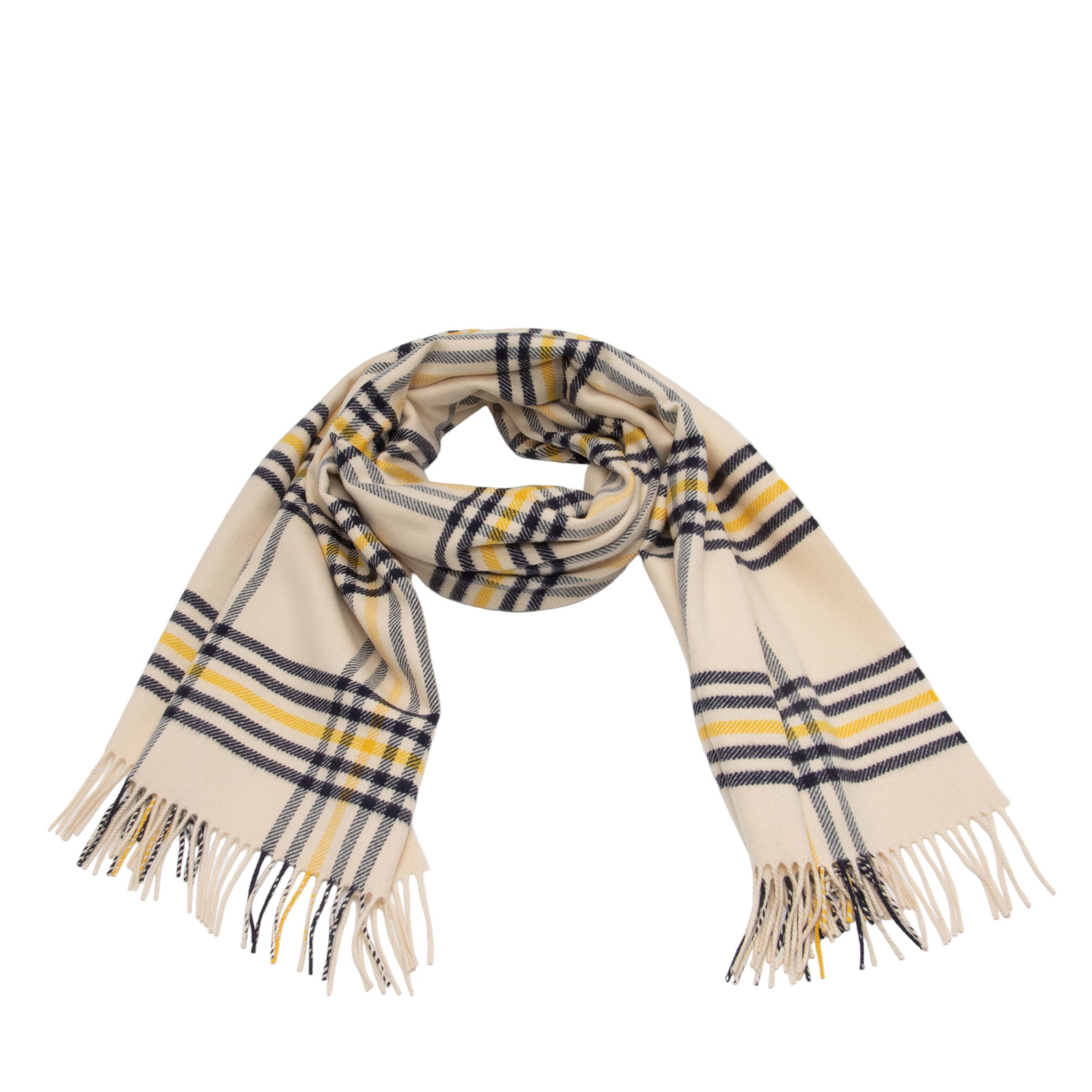 Hermes Cashmere Plaid Muffler Fringe Scarf (SHF-EWBe8I)