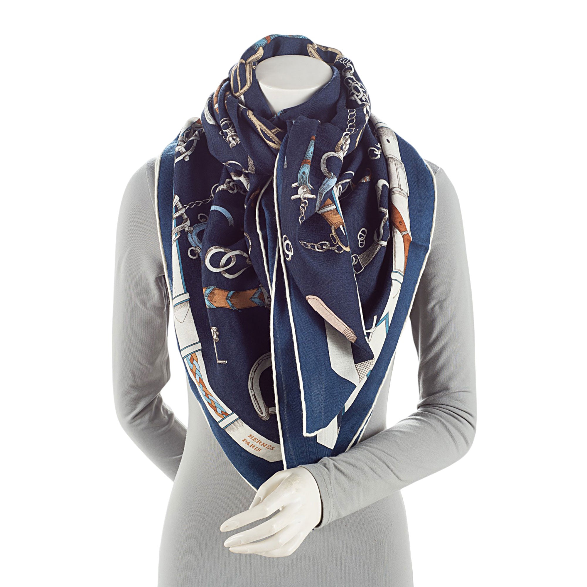 Hermes Cashmere Silk Les Chevaux Dechaines 140cm Shawl (SHF-EUUjWy)