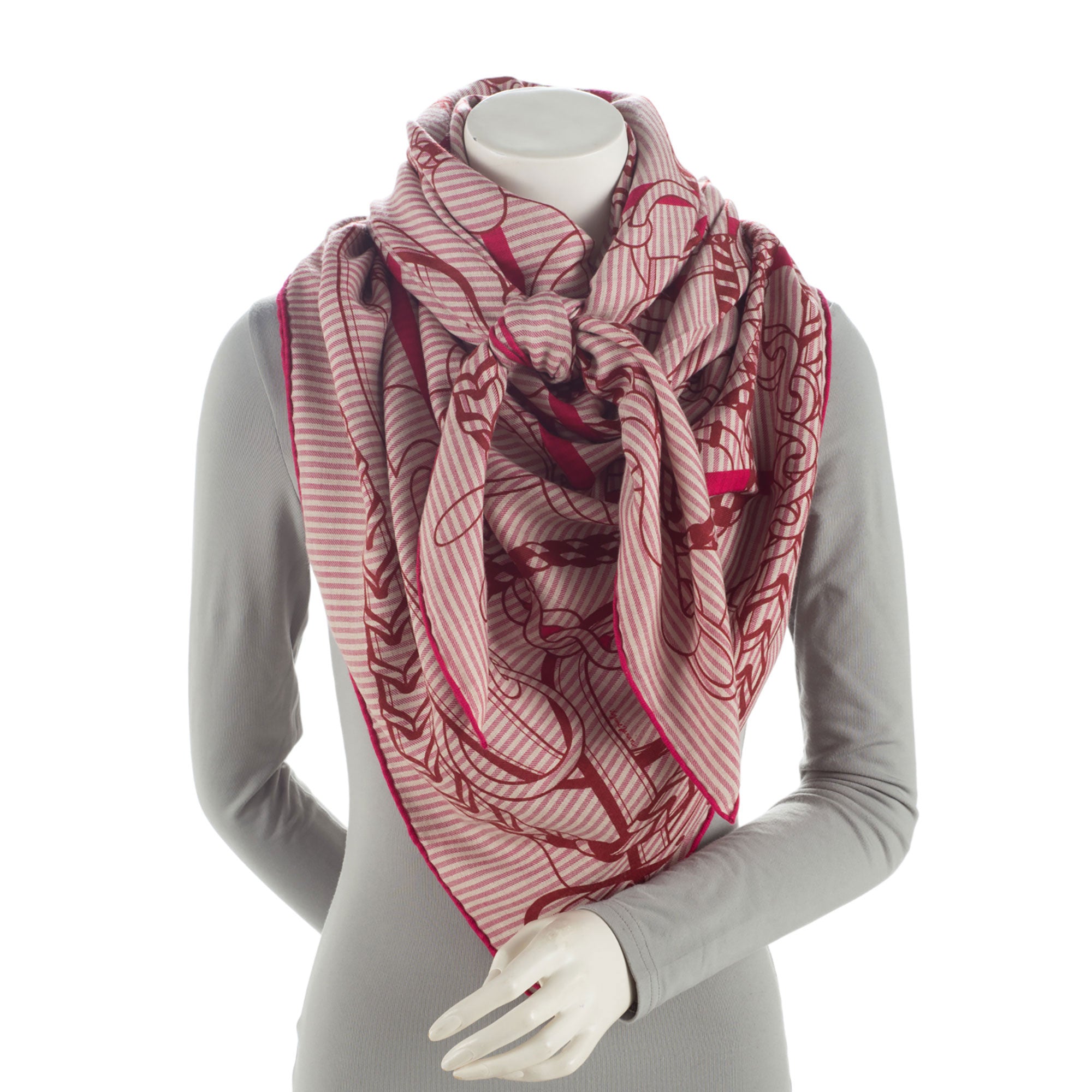 Hermes Cashmere Silk Panoplie Equestre 140cm Shawl (SHF-4erDzG)