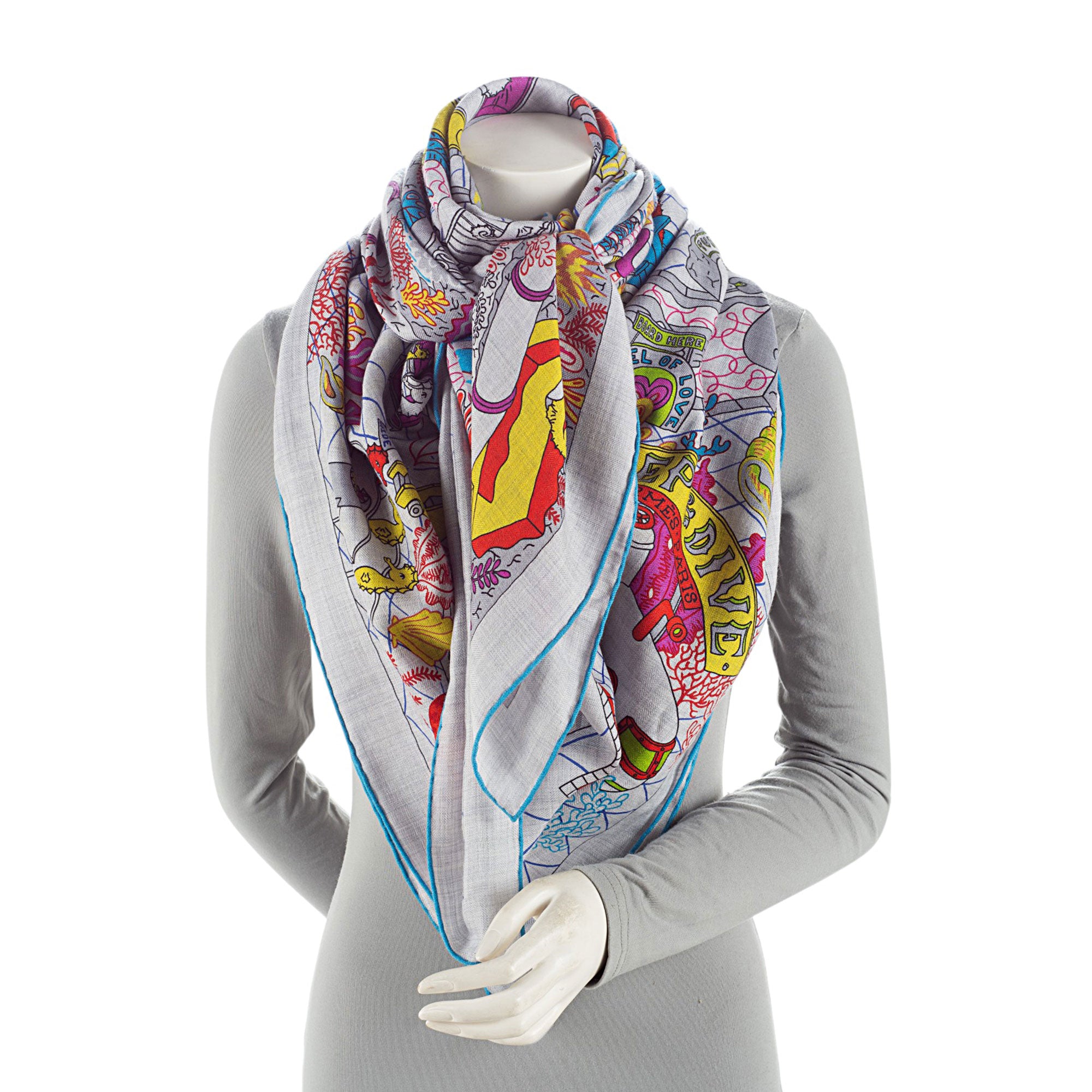 Hermes Cashmere Silk Splash Park 140cm Shawl (SHF-OS0whI)