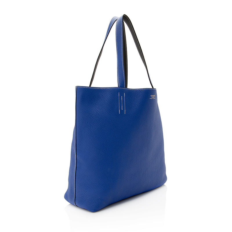 Hermes Clemence Leather Double Sens 45 Tote (SHF-20430)