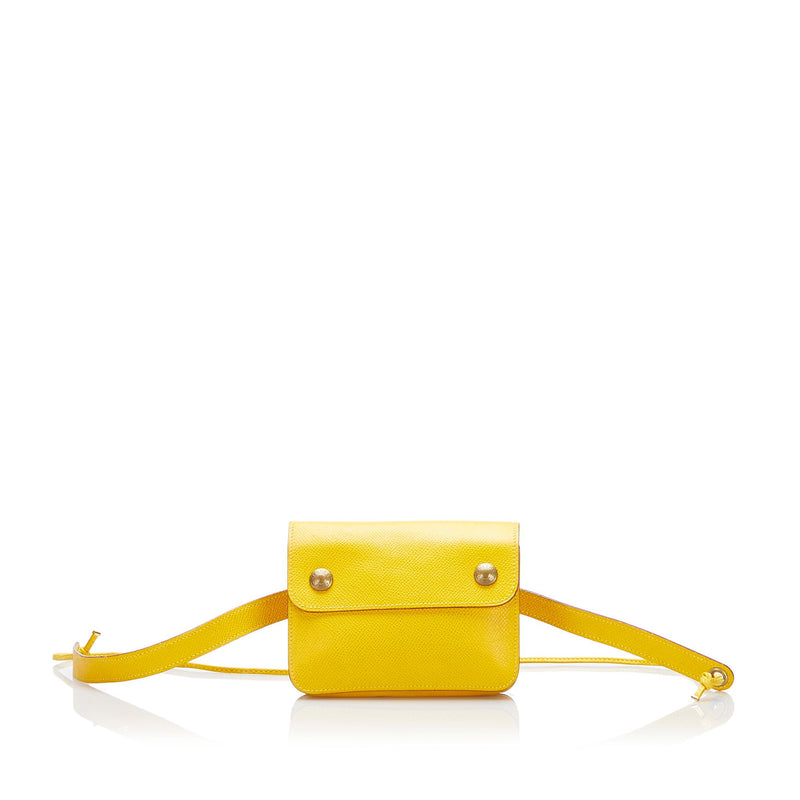 Hermes Jaune Courcheval Leather Mini Vespa Pouch Bag - Yoogi's Closet