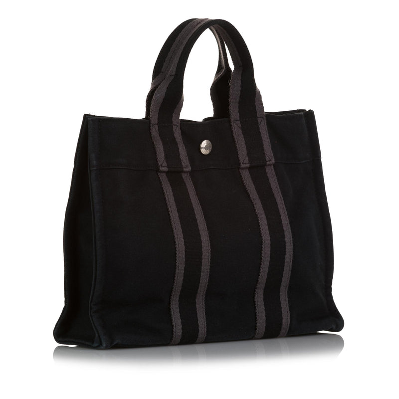 Hermes Fourre Tout P.M. (mini tote) in Black Canvas with Grey