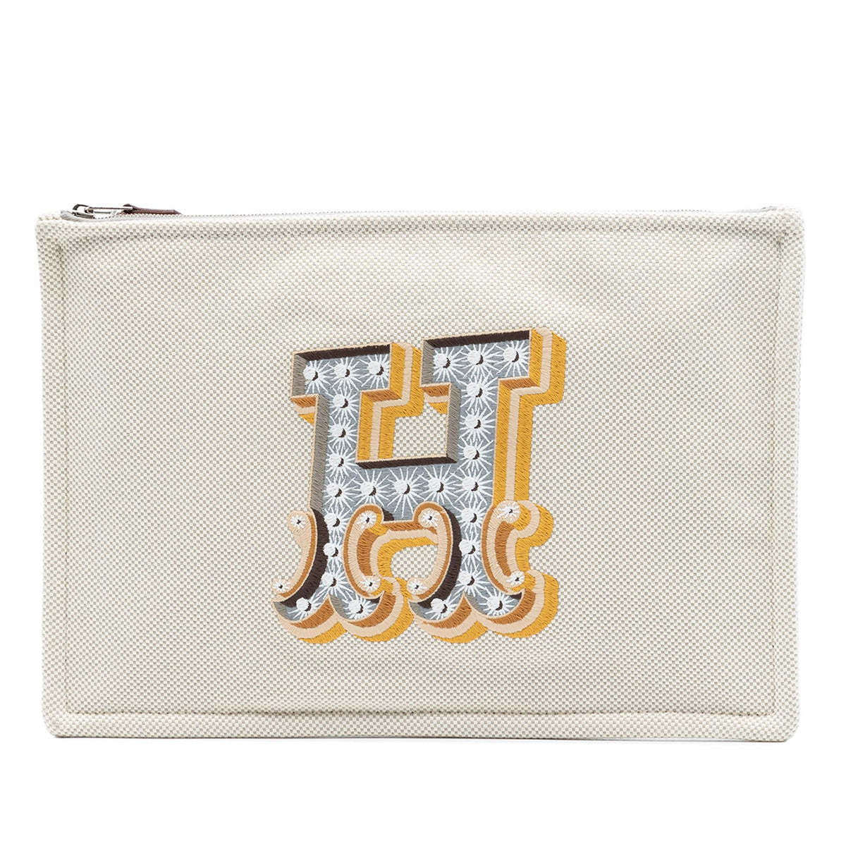 Hermes H Canvas Embroidered Electrique Flat Case