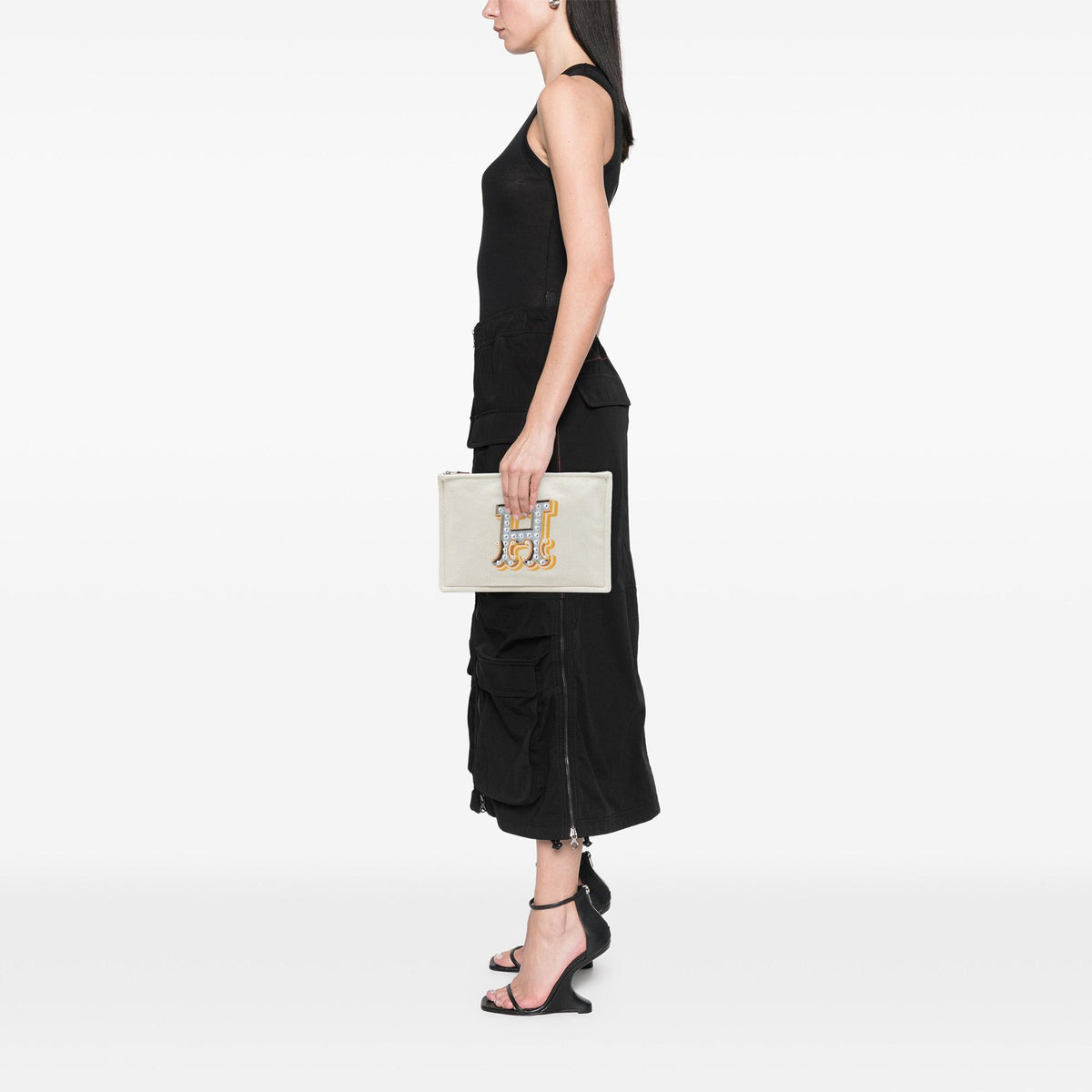 Hermes H Canvas Embroidered Electrique Flat Case