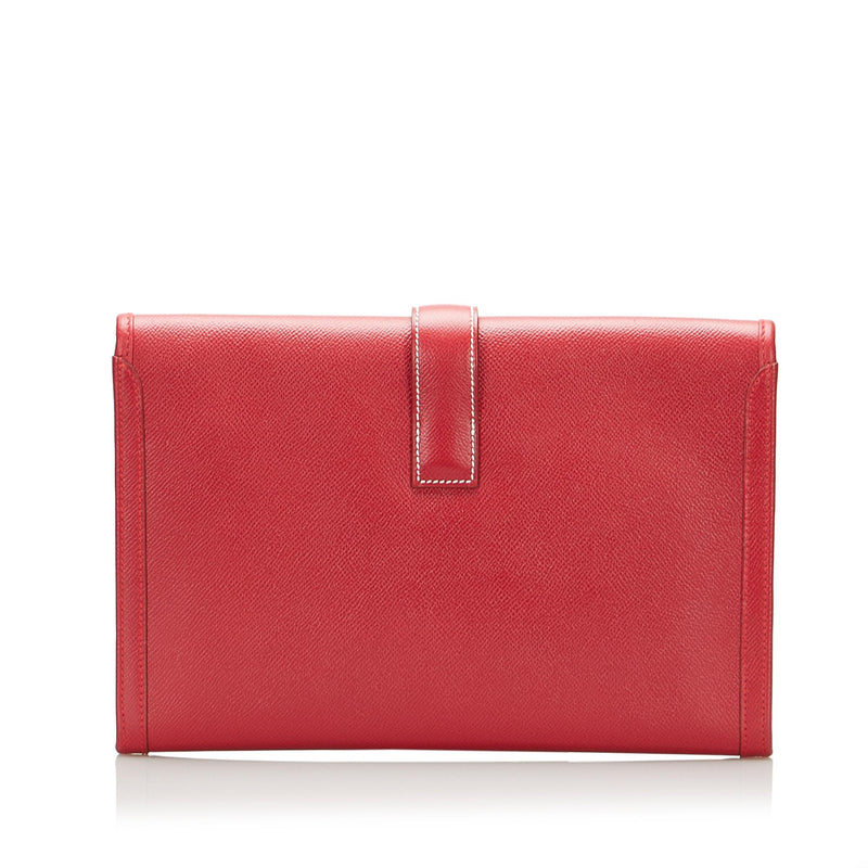 Hermes Red Vintage Epsom Leather Jige Clutch Bag