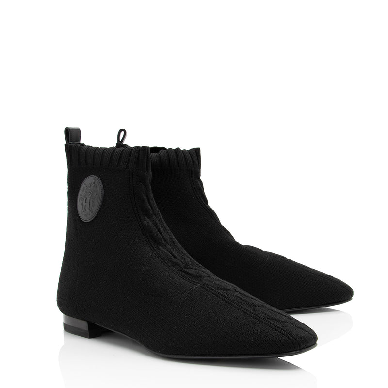 Hermes Knit Calfskin Duo Ankle Boots - Size 7.5 / 37.5 (SHF-ujkGtv)