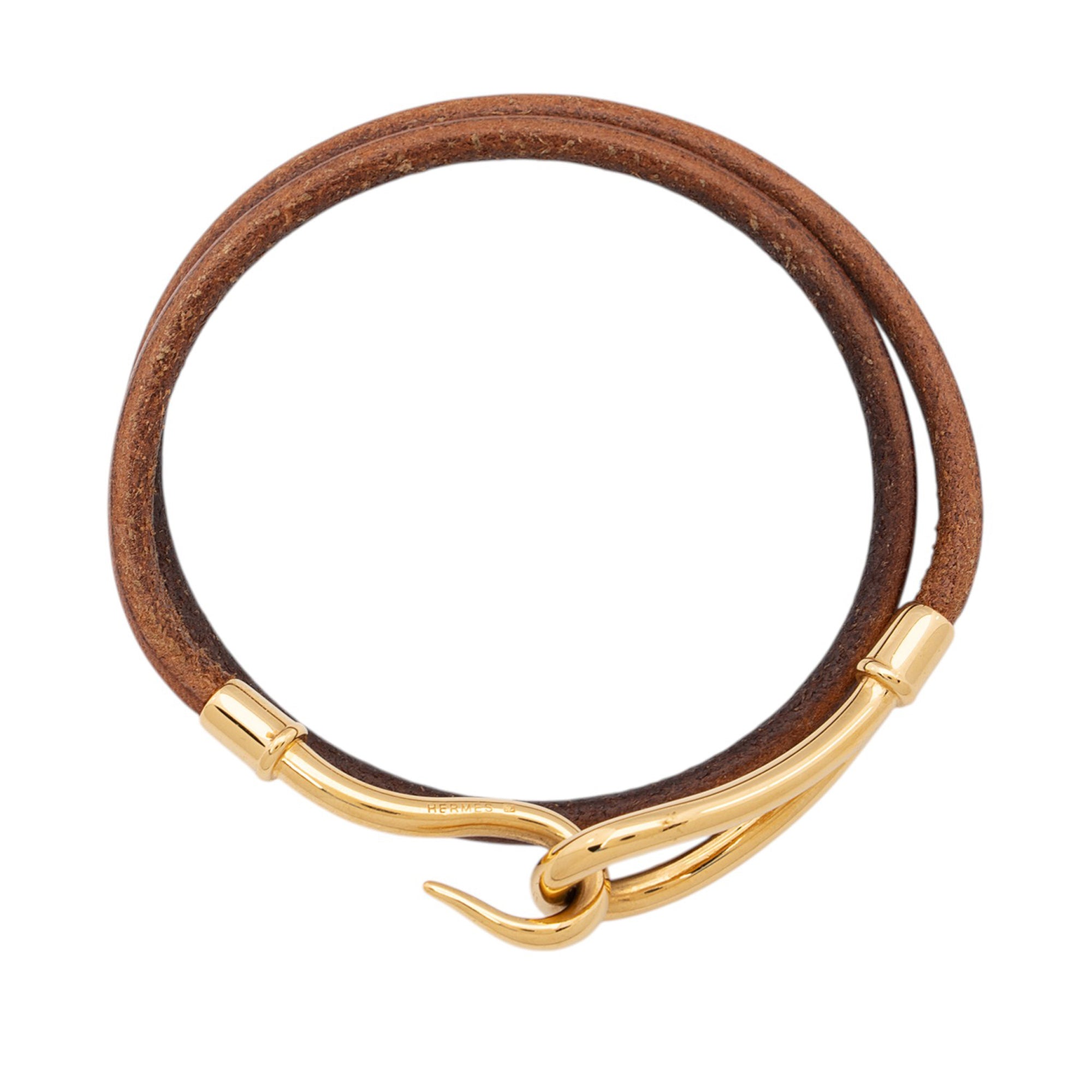 Hermes Leather Jumbo Hook Double Tour Bracelet